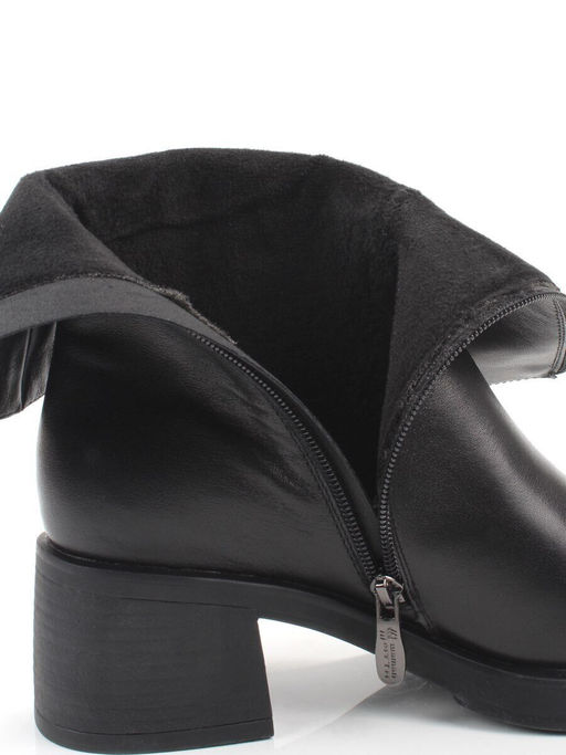01-M43-7 BLACK Ботинки демисезонные женские (натуральная кожа, байка)