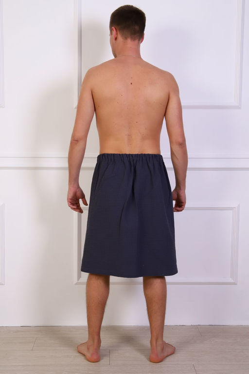 Полотенце для бани и сауны вафельное мужское  на липучке