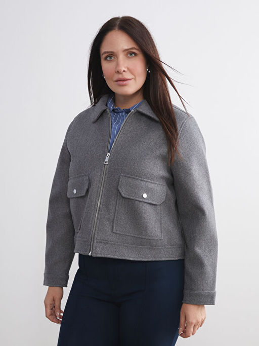 G?mlek Yaka Kad?n Ka?e Ceket