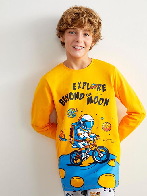 Bisiklet Yaka Erkek ?ocuk Pijama Tak?m?