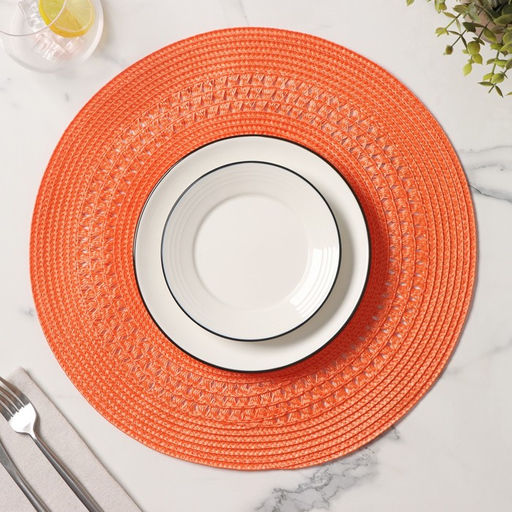 Салфетка сервировочная на стол Доляна Оскар, d=38 см, цвет оранжевый  фото 6