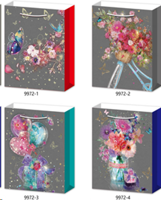 Цена за 12 шт. Пакет подарочный 26х32х10 / 9972-M /уп 12/480/ микс