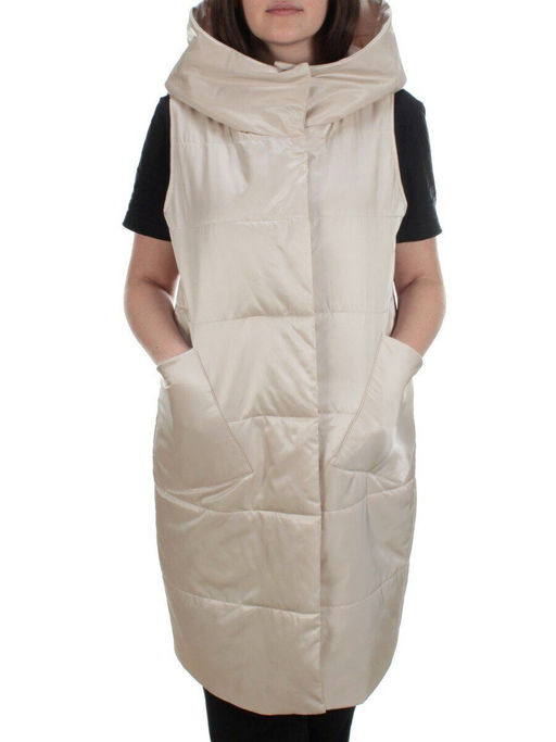 M001 BEIGE Жилет женский демисезонный (100 гр. синтепон) - Фабричный китай фото 2