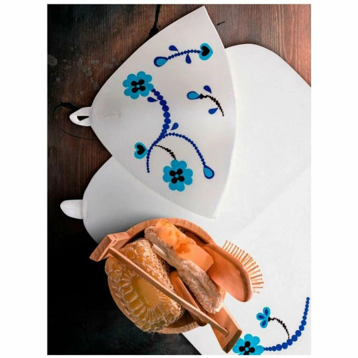 СОЮЗПАР набор для бани (шапка, рукавица, коврик) Народные промыслы (Гжель)