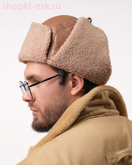 45-3-54 Ушанка мужская кожа (56-62)