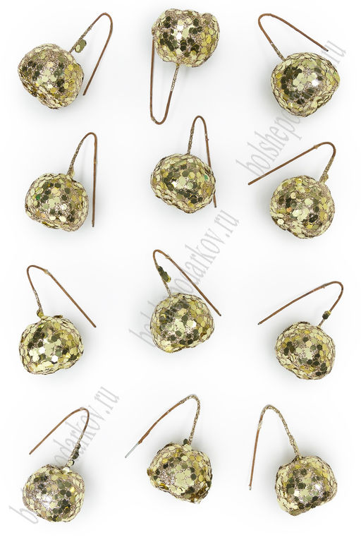 Муляж декоративный "Яблочко с блестками" (20 шт) SF-3157, светлое золото