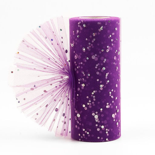 Фатин с блёстками, 15 см, 23±1 м, 11±1 г/м², фиолетовый №27