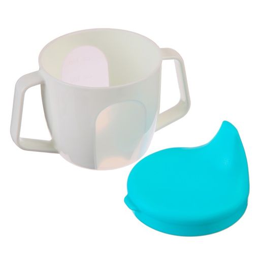 Тренировочный Поильник - чашечка 2в1, 150 мл., твердый носик, цвет голубой - Крошка я фото 4