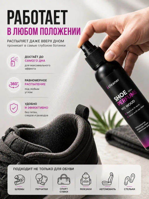 Нейтрализатор запаха №2 WOOD 100ml icleaner  фото 6