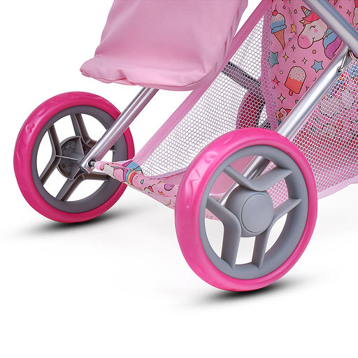 Коляска для кукол, металлическая, складная, с сумкой-переноской, корзиной и складным козырьком