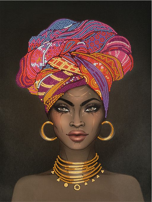 Кристальная (алмазная) мозаика ФРЕЯ ALPD-005 на подрамнике Африканская девушка 30 х 40 см