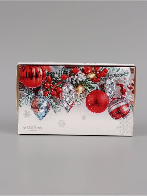 Цена за 5 шт. Коробка подарочная, самосборная «Новогодние игрушки», 20×12×4 см