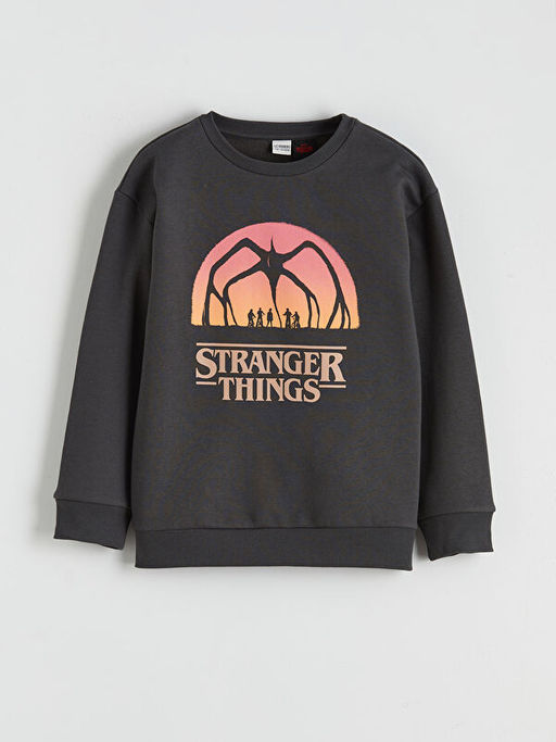 Stranger Things Bask?l? Erkek ?ocuk Kal?n Sweatshirt