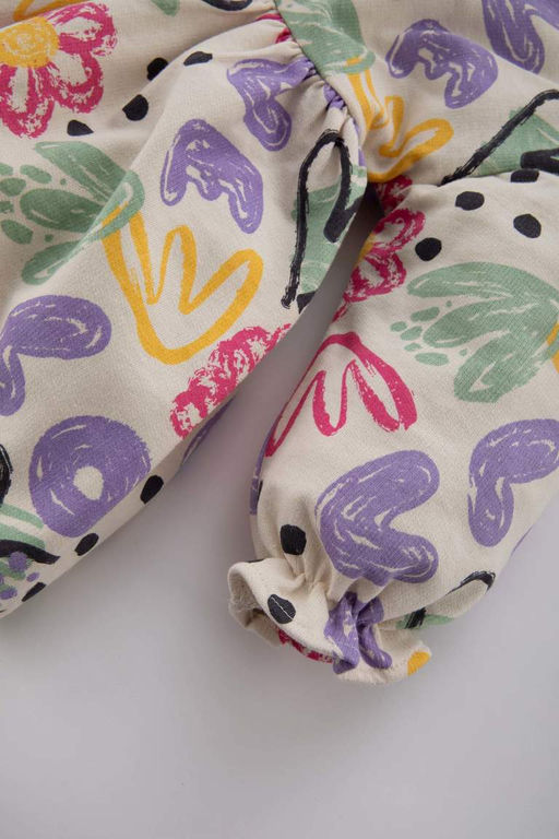 Платье с длинными рукавами и узором в виде сердечек для маленьких девочек - Defacto фото 3