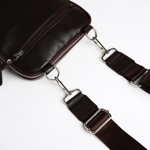 Сумка мужская TEXTURA через плечо, натуральная кожа, цвет тёмно-коричневый  фото 3