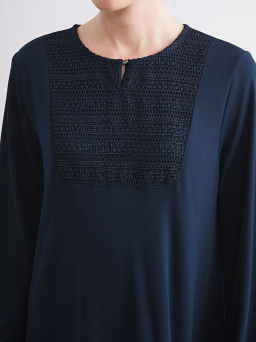 Bisiklet Yaka Dantel Detayl? A Kesim Elbise