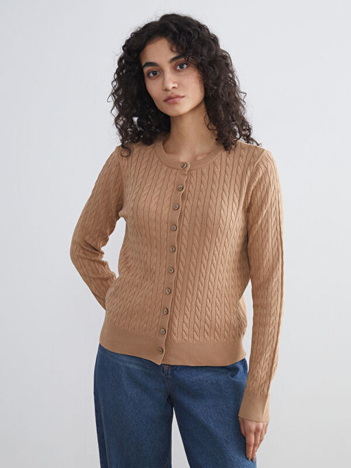 Bisiklet Yaka Kendinden Desenli Kad?n Triko H?rka