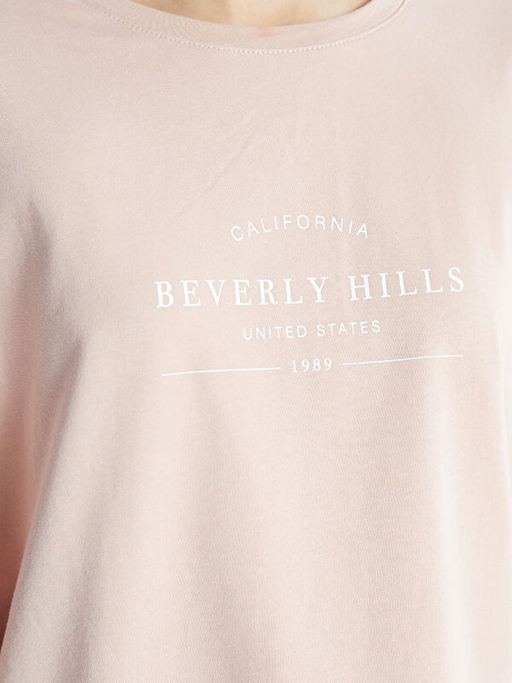 Bisiklet Yaka Bask?l? Oversize Kad?n Sweatshirt