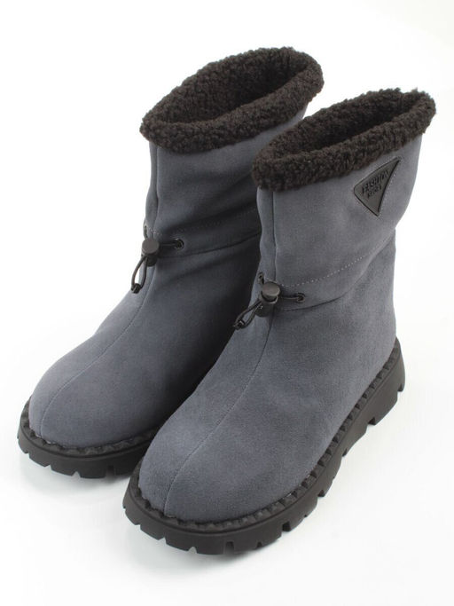 04-PAL273-3Z GRAY/BLUE Ботинки зимние женские (натуральная замша, 100% шерсть)