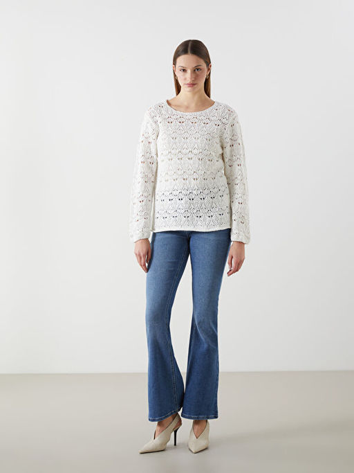 Bisiklet Yaka Ajurlu Kad?n Triko Kazak