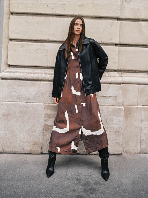 Batik Desenli G?mlek Elbise