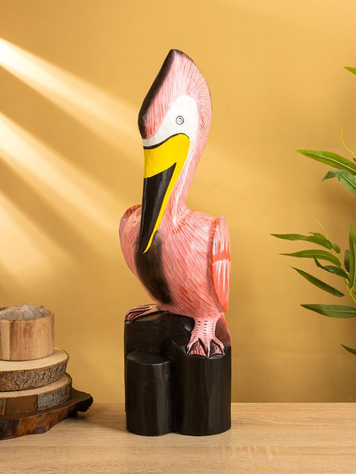 Сувенир «Пеликан», 17×17×50 см, дерево, розовый