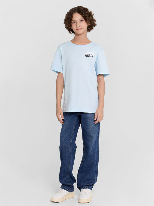 Футболка для мальчиков голубая с принтом - Mark formelle фото 2