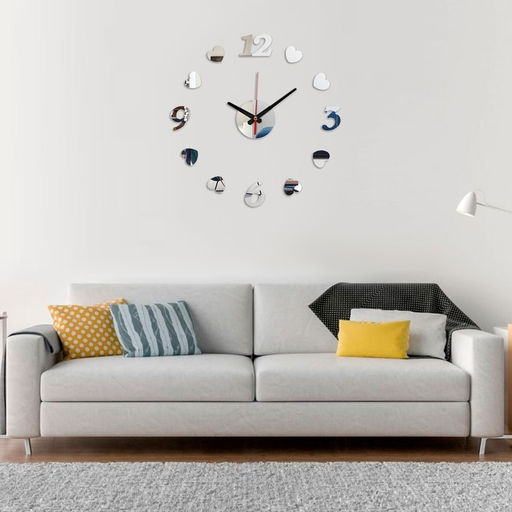 Часы настенные интерьерные Сердечки, 3D, наклейка, бесшумные, плавный ход, d=40 см