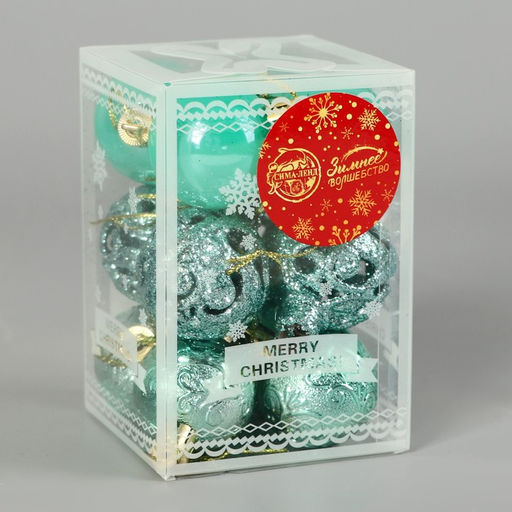 Ёлочные игрушки Мелодия, шары новогодние, d=4 см, набор 12 шт., орнамент, зелёный - Зимнее волшебство фото 2