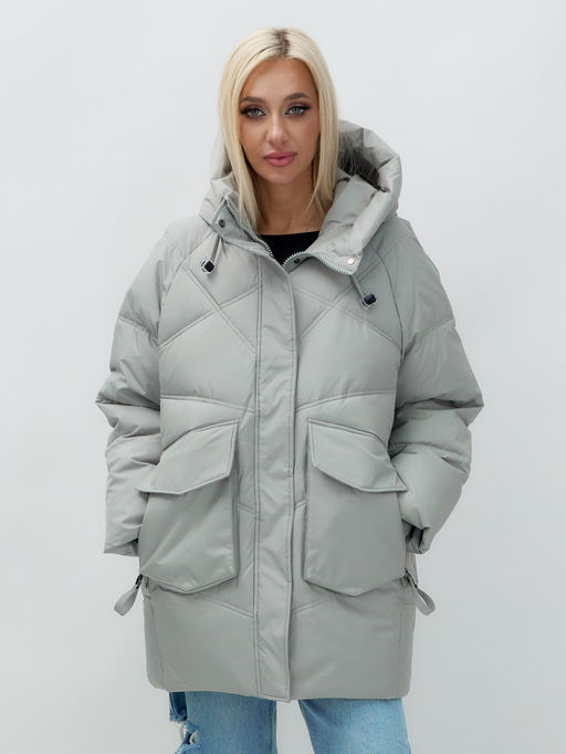 Куртка летучая мышь женская с капюшоном зимняя зеленого цвета 9617Z - Mtforce фото 12