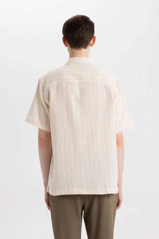 Рубашка с коротким рукавом и воротником-жакетом Relax Fit - Defacto фото 5