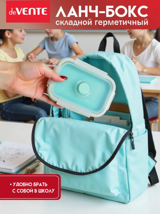 Ланчбокс складной герметичный прямоугольный, 800 мл, 18,5x13x7 см, - Devente фото 11