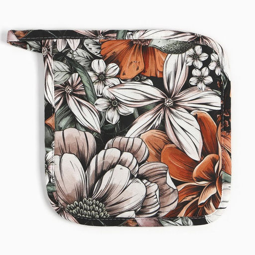 Кухонный набор Этель Meadow flower, варежка-прихватка, прихватка 19×19 см, 100% хлопок