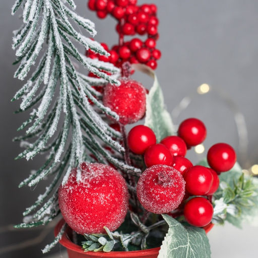 Новогодняя композиция на стол «Зимнее волшебство. Яркий праздник», в горшке, 20×7 см