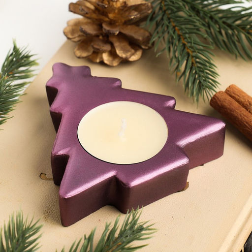 Подсвечник на 1 свечу Ёлочка, 2.5?9 см, серебро