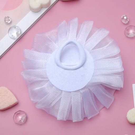 Цена за 6 шт. Бант для волос на резинке Школьница, волна квадрат, d=10 см, белый - Simaland фото 2