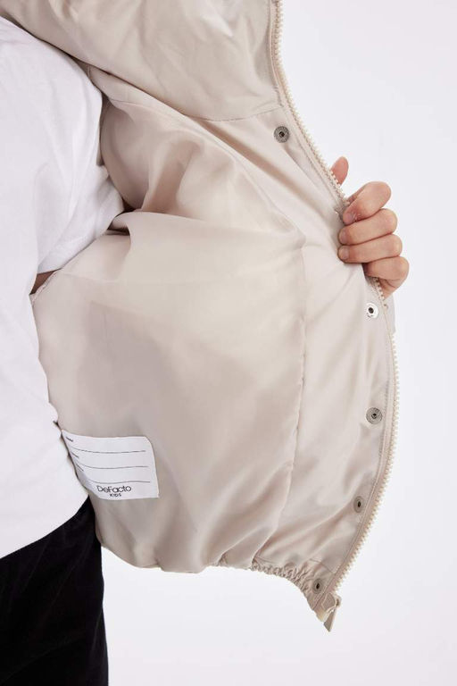 Водоотталкивающий пуховик с капюшоном для девочек - Defacto фото 9