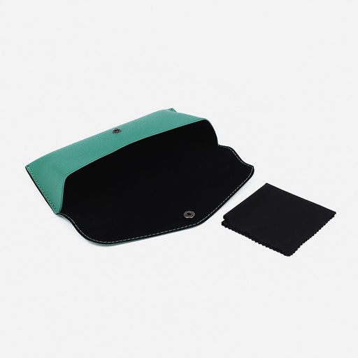 Футляр для очков на кнопке, однотонный, размер 17×4×7 см, зелёный