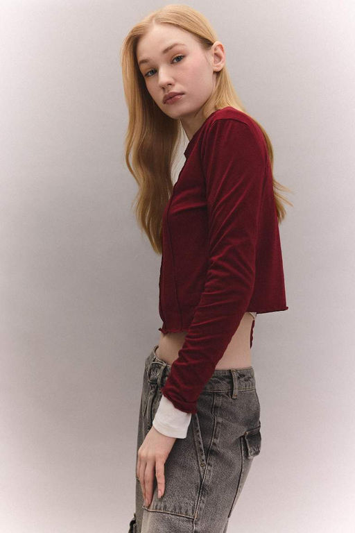 Классная приталенная футболка с длинными рукавами - Defacto фото 3