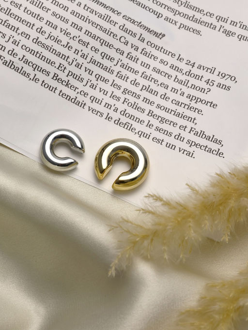 Серьги «Каффы» набор 2 шт., бублики, цвет серебро с золотом
