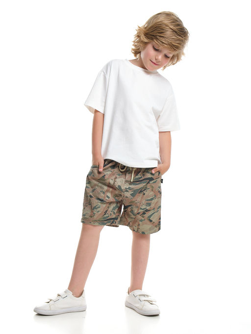 Шорты из плащевки для мальчика 33-2713 хаки - Mini maxi фото 2