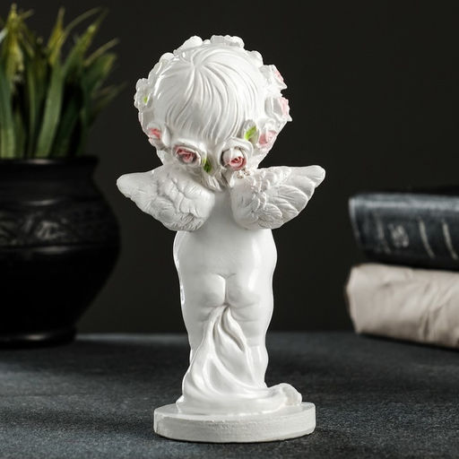 Фигурка гипс Ангелочек с розочкой, 15?7.5?7.5 см