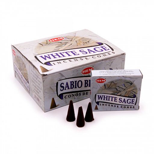 Благовония конусы HEM White Sage Белый шалфей уп-12шт