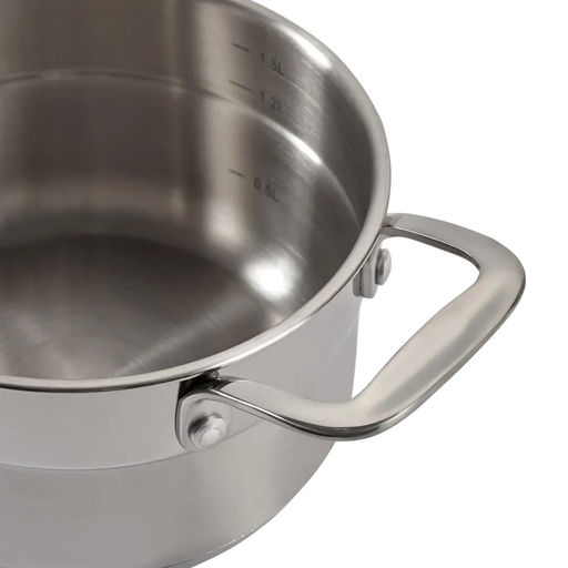 1272 GIPFEL Кастрюля GALA 16х9см/1,5 л со стеклянной крышкой, с индукционным капсульным дном. Материал: нерж. сталь 18/10. Толщина: 0,7мм / 4мм  фото 5