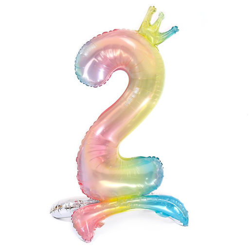 Шар фольгированный 32 Цифра 2 с короной, градиент, на подставке - Simaland фото 2