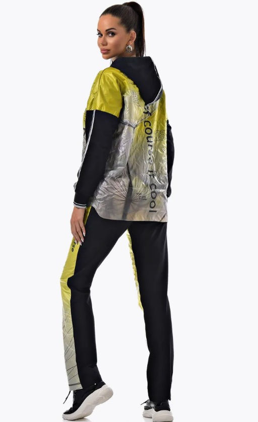 Толстовка из футера комбинированного с принтованной плащевой тканью - А+б коллекция фото 51