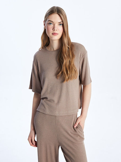 Bisiklet Yaka D?z K?sa Kollu Kad?n Ti??rt