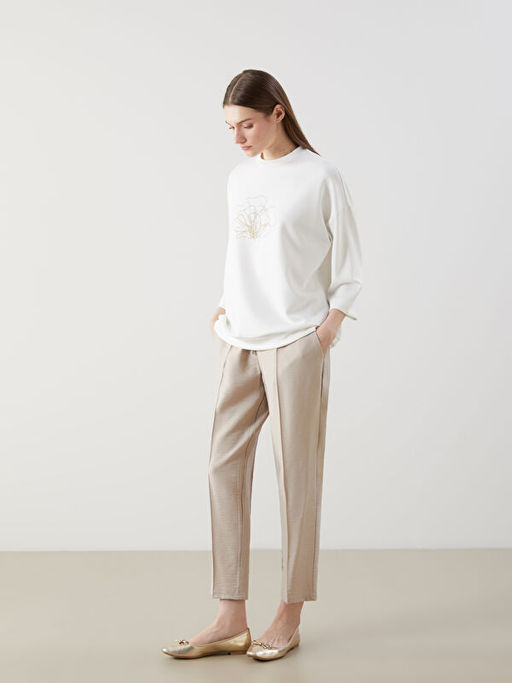Bisiklet Yaka Nak??l? Oversize Kad?n Sweatshirt Tunik