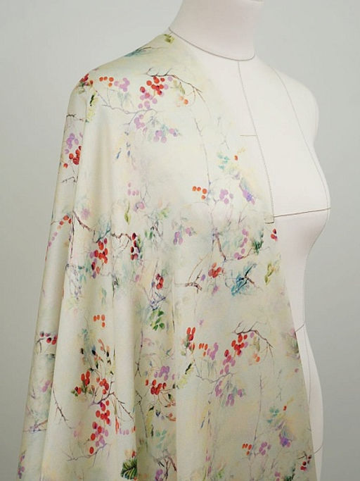 Вискозный атлас (Digital) Рябиновая веточка, ш.1.5м, вискоза-100%, 115гр/м.кв - Купава фото 4