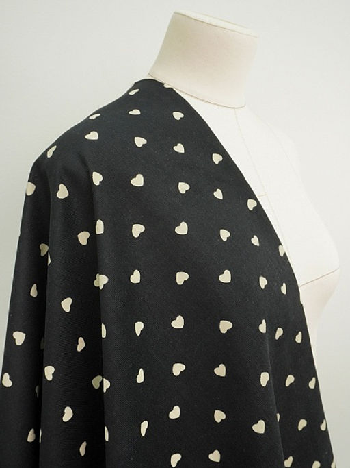 Микровельвет Молочные сердечки цв.черный, СОРТ2, ш.1.45м, хлопок-100%, 140гр/м.кв - Купава фото 9